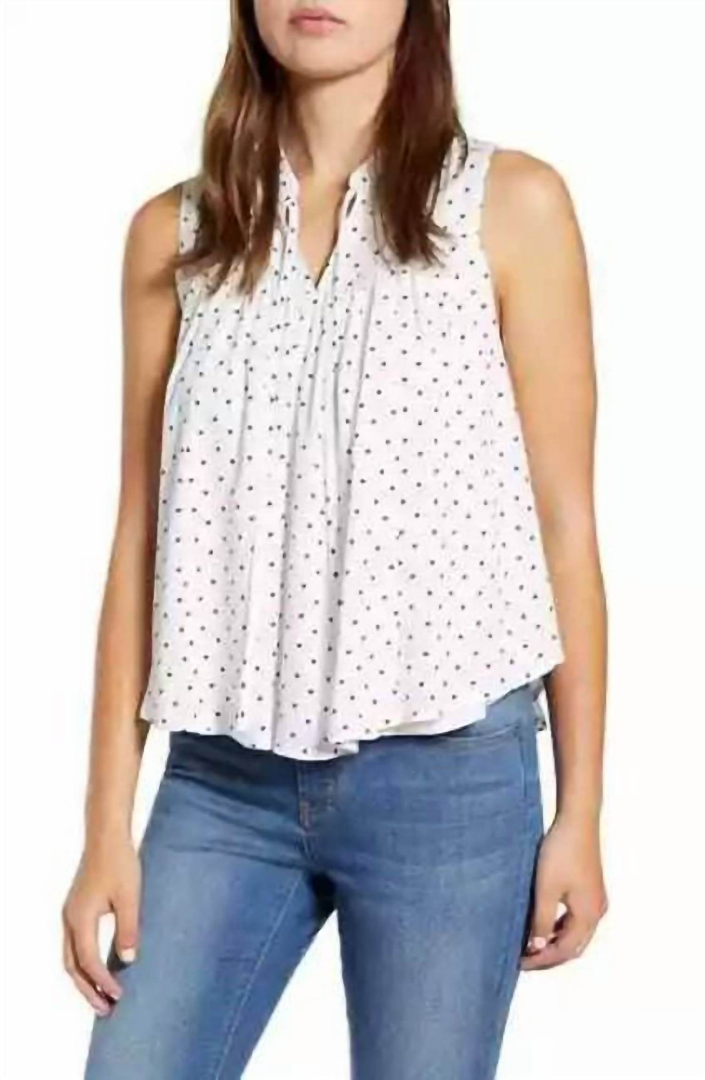 Gibson - Women’s Tie Neck Woven Polka Dot Top - Rack Hunt -