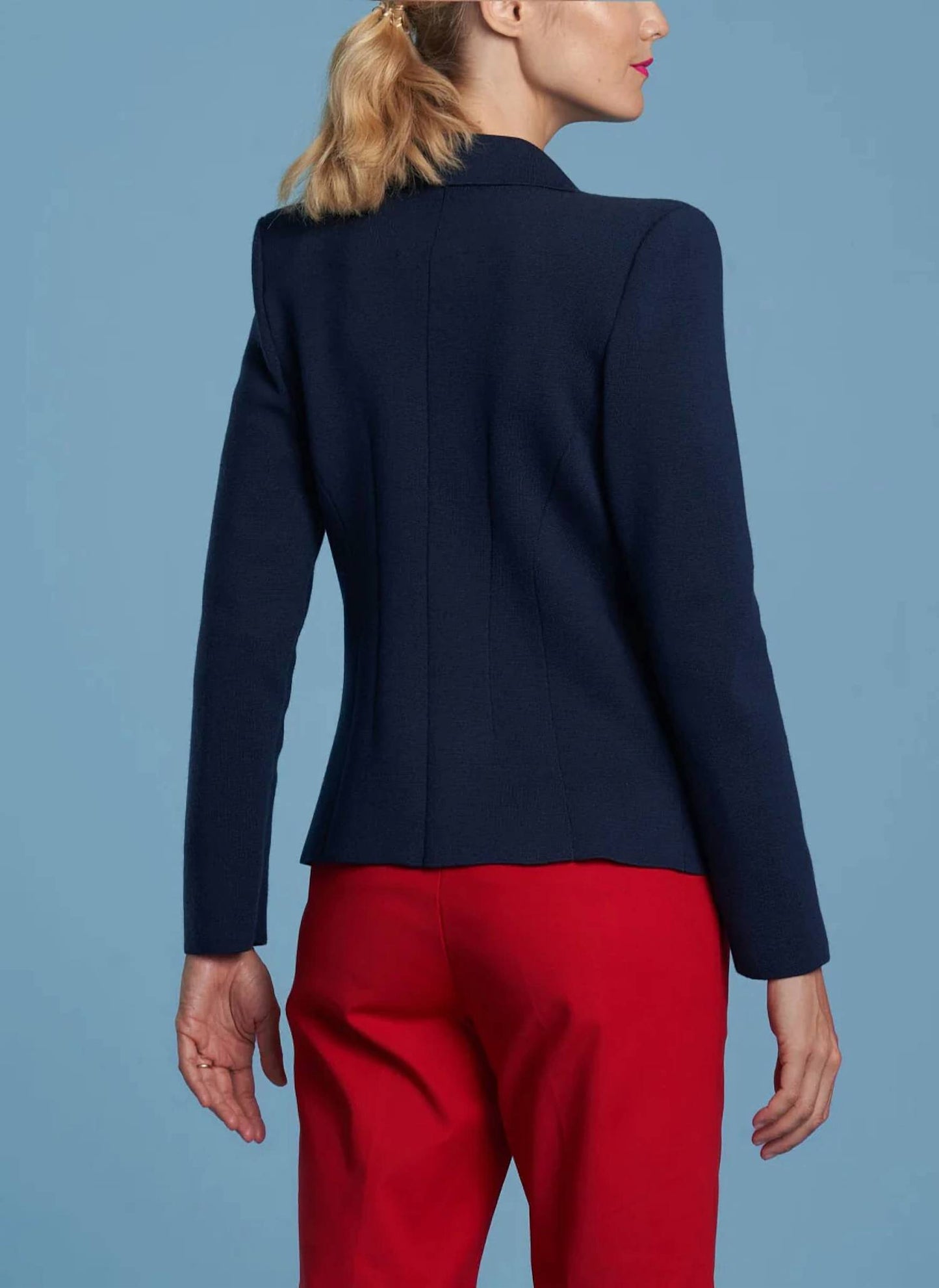 Double-Breasted Knitted Jacket with Buttons