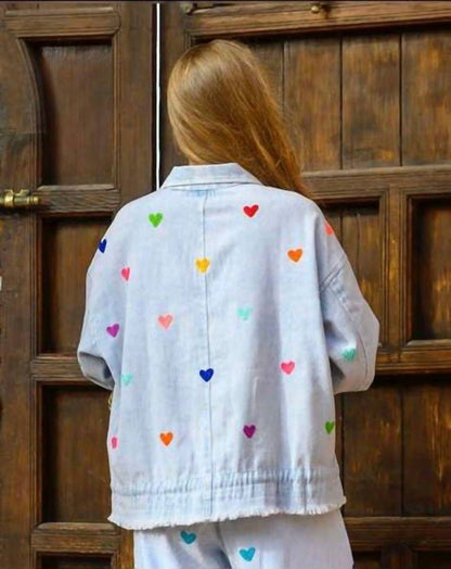 Denim Jacket With Hearts