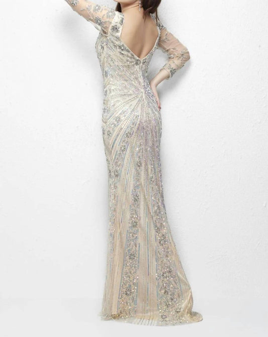 Full Sleeved Embroidered Formal Gown