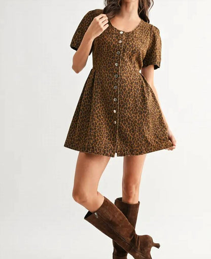 Cora Button Front Short Sleeve Mini Dress
