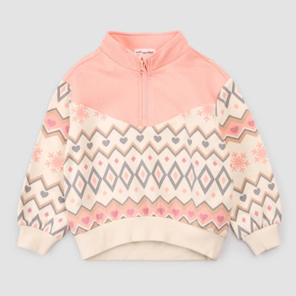 Girl's Fairisle Fleece Half Zip Pullover