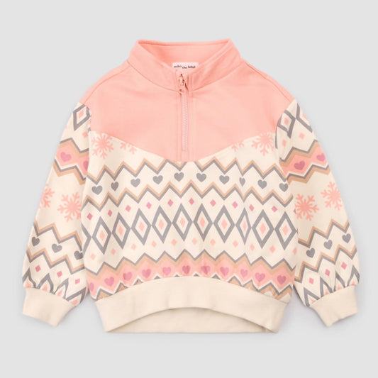 Girl's Fairisle Fleece Half Zip Pullover