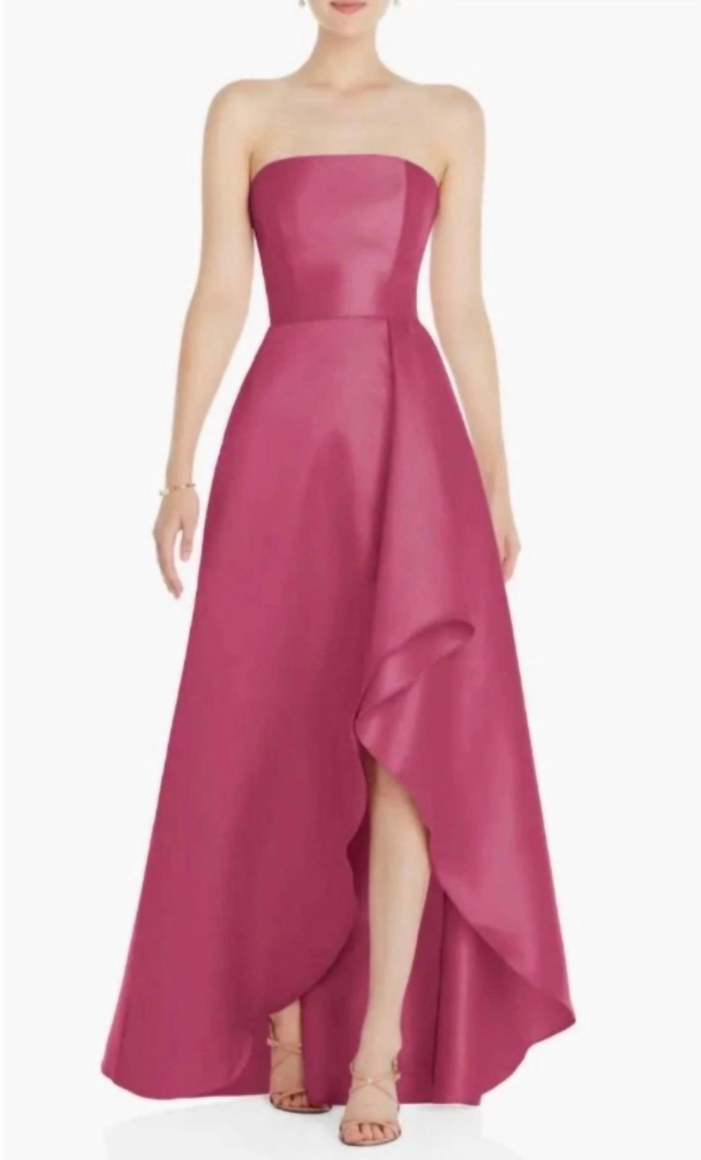 Strapless Satin High Low Formal Dress