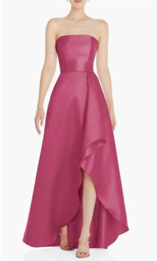 Strapless Satin High Low Formal Dress