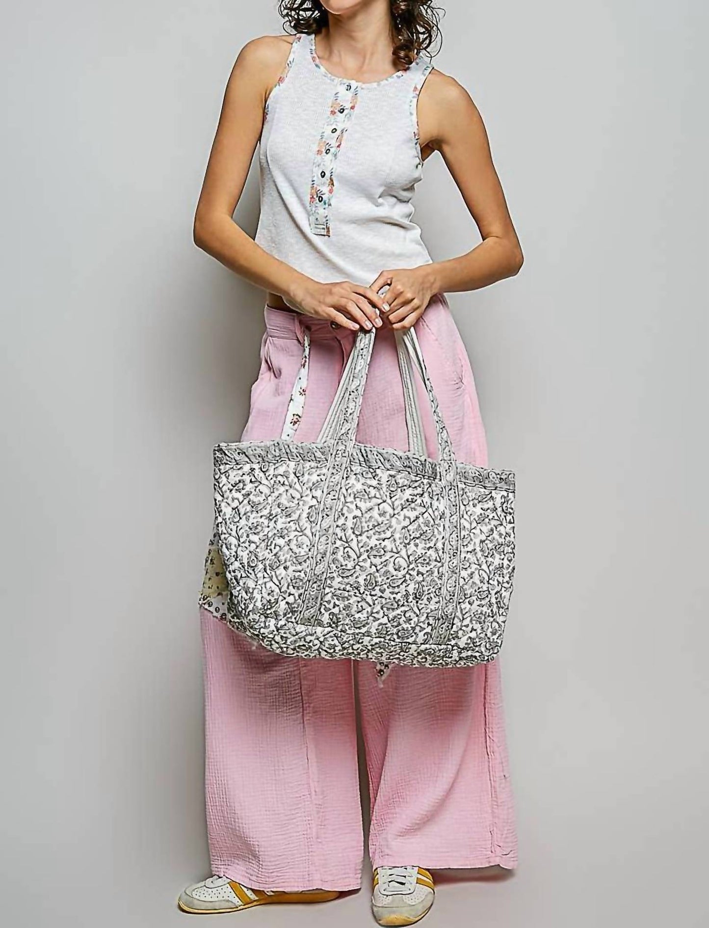Women's Hand Block-printed Quilted Floral Tote Bag