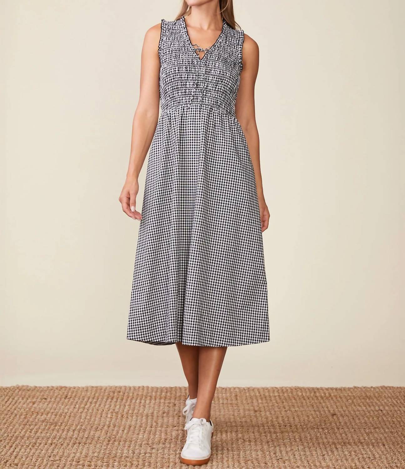 Smocked Top Gingham Dress