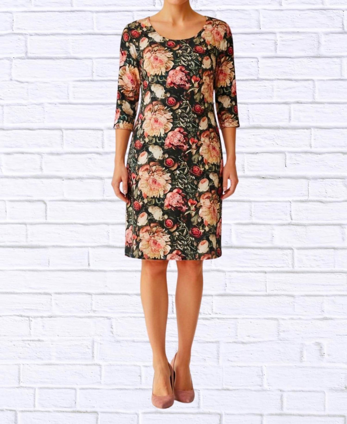 Calypso - Vintage Floral Print Knit Midi Dress - Rack Hunt -