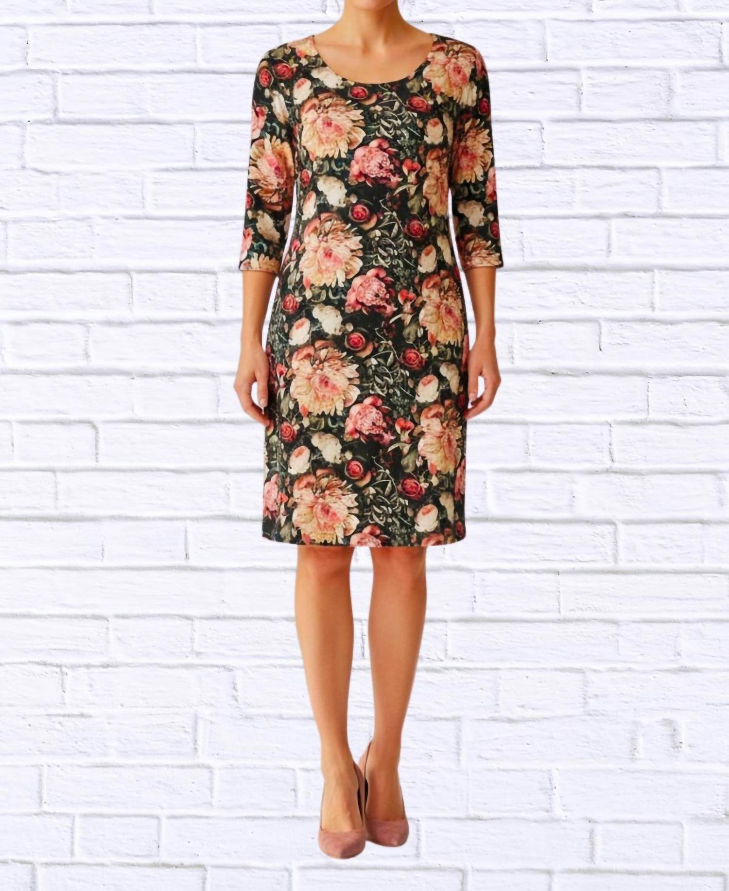 Calypso - Vintage Floral Print Knit Midi Dress - Rack Hunt -