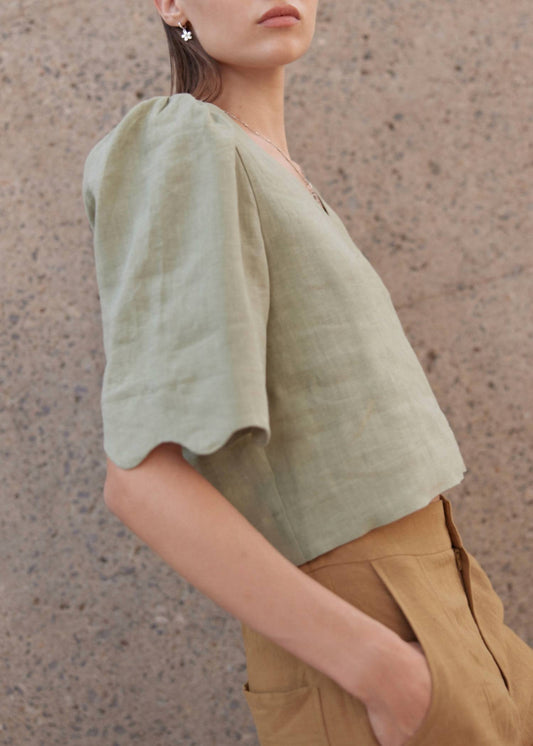 Hera Linen Puff Sleeve Top