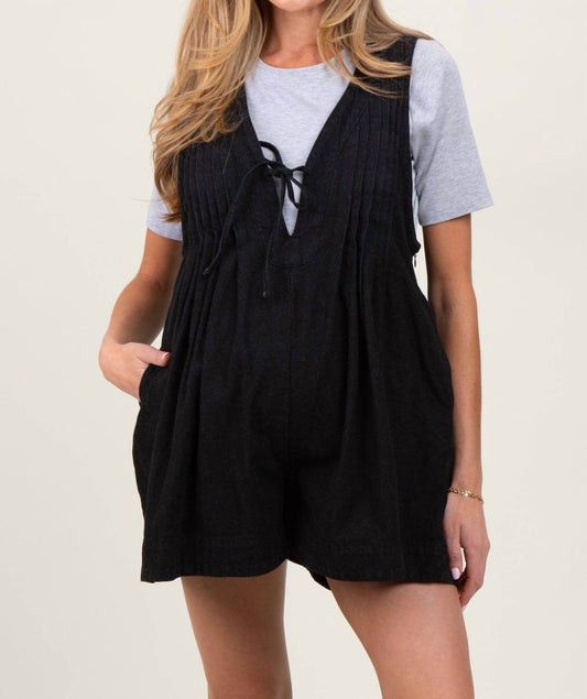 PinkBlush - Front Tie Sleeveless Denim Romper - Rack Hunt -