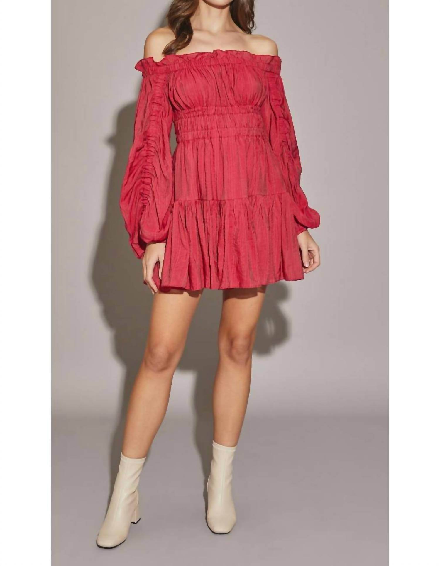 Cason Couture - The Gianna Red Off The Shoulder Mini Dress - Rack Hunt