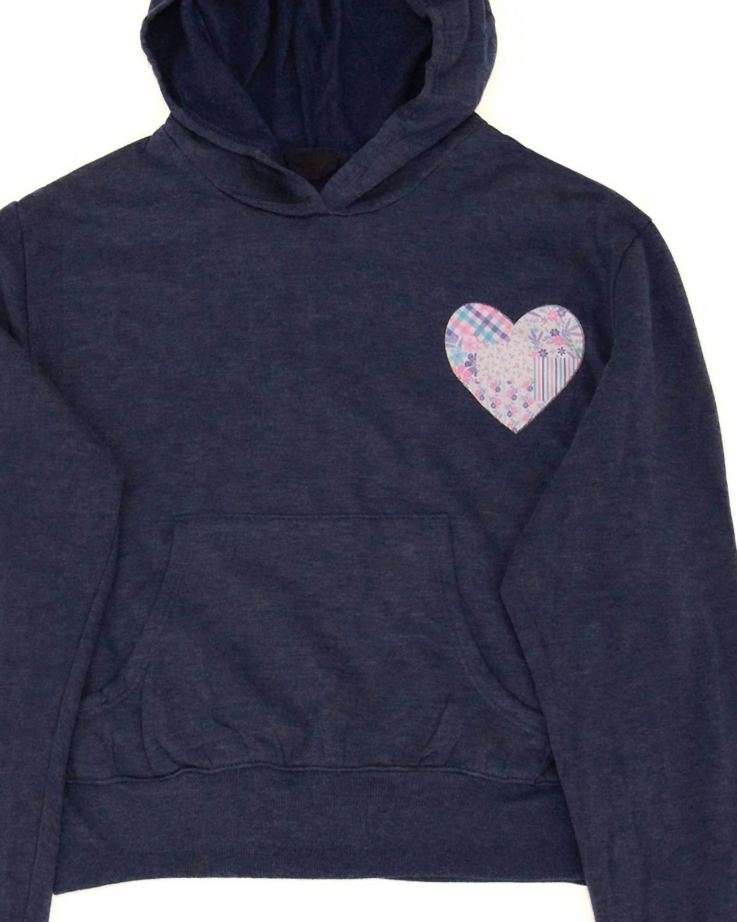 Girls' Preppy Patch Heart Pocket Hoodie