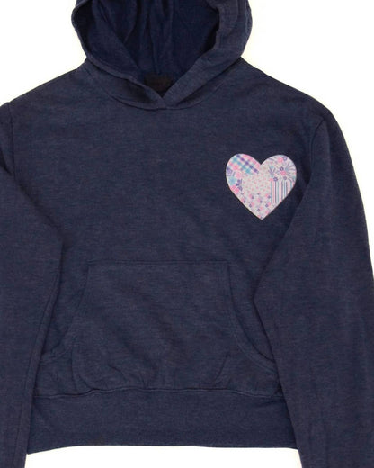 Girls' Preppy Patch Heart Pocket Hoodie