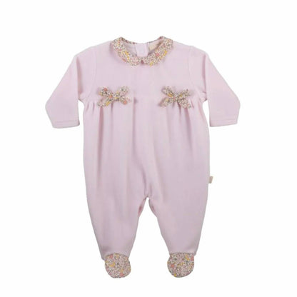 Baby Girls Velour Footie With Floral