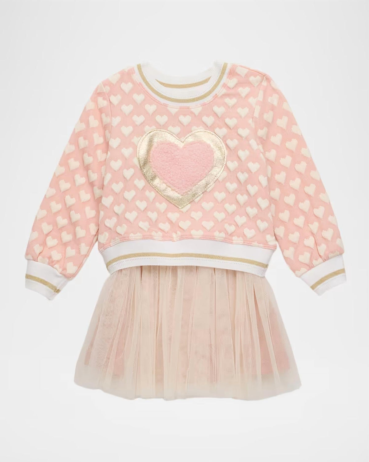 Girl's Faux Fur Heart Twofer Dress