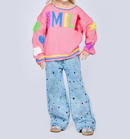 Girl's Smile Fuzzy Sweater