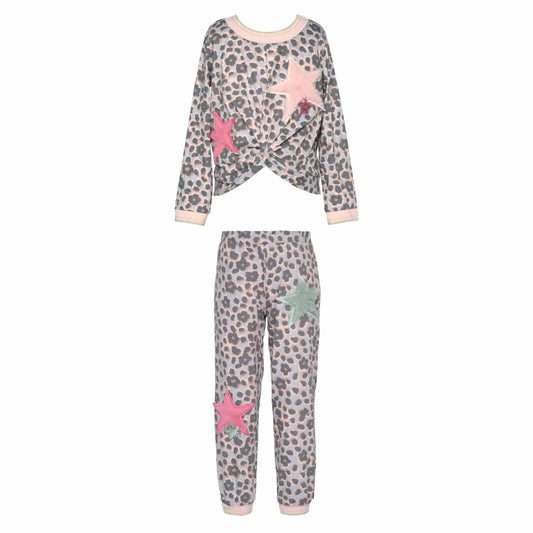 Girls Two-Piece Faux Star Trim Detail Set