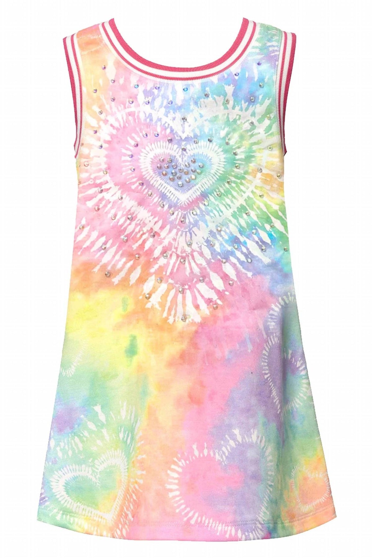 Little Girls Sleeveless Tie-dye Heart Motif Dress