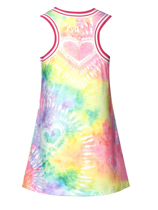 Little Girls Sleeveless Tie-dye Heart Motif Dress