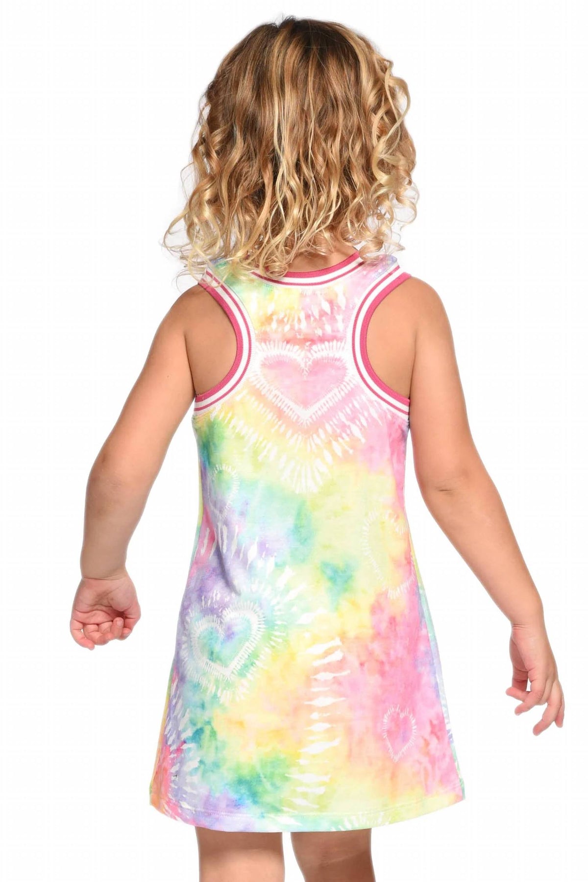 Little Girls Sleeveless Tie-dye Heart Motif Dress