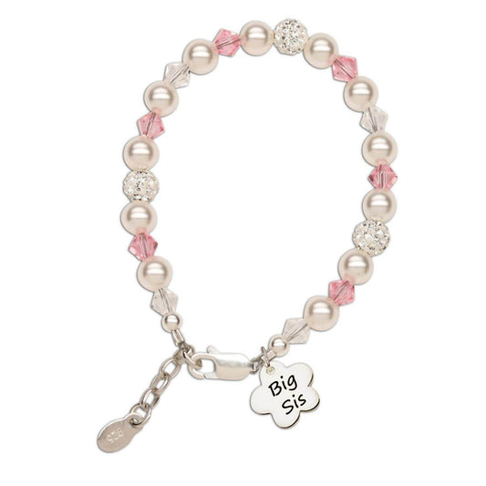 Cherished Moments - Sterling Silver Big Sis Bracelet With Flower Charm - Rack Hunt -