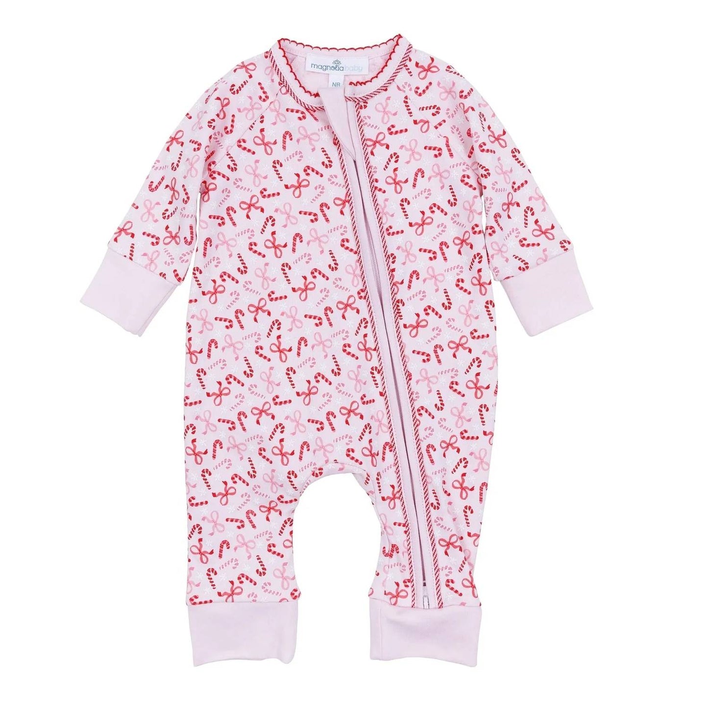 Girls Candy Cane Zipper Footie