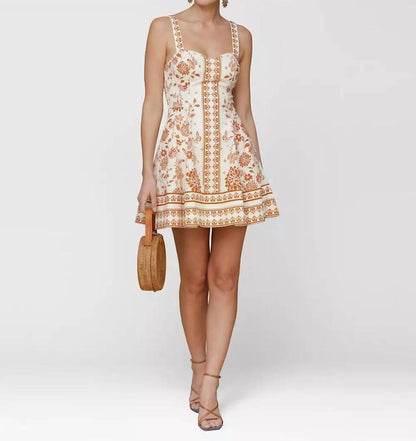 Printed Fit Flare Mini Dress
