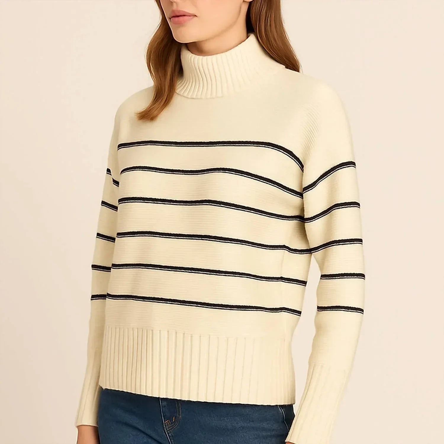 Etcetera - Striped Mock Neck Turtleneck Sweater - Rack Hunt