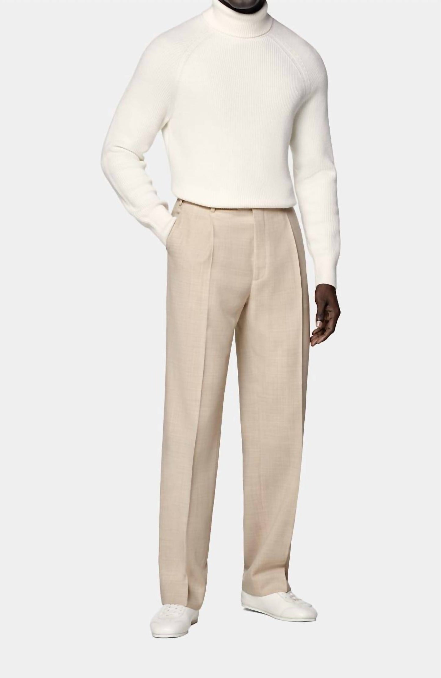 Ribbed Merino Wool Turtleneck Sweater - Plus