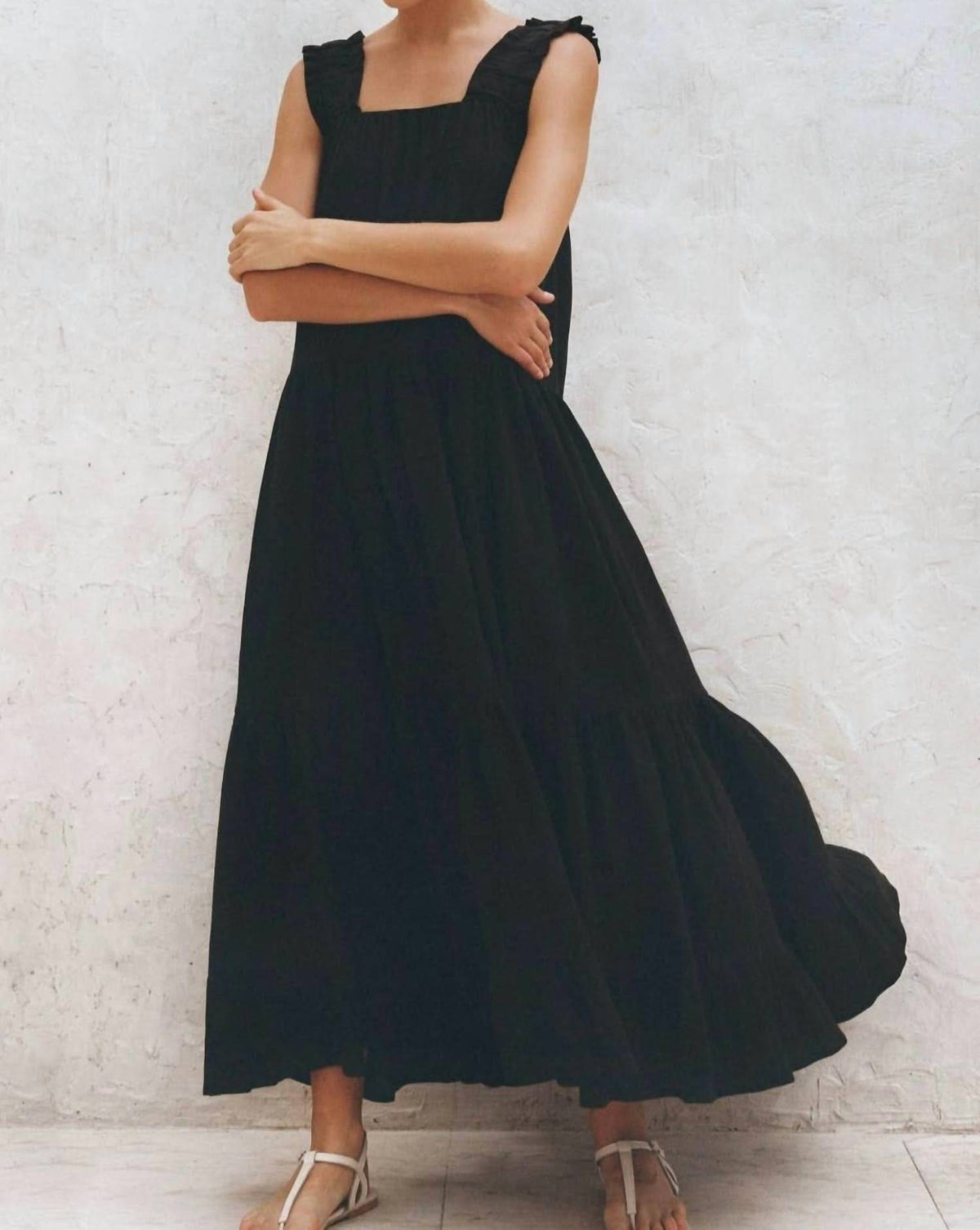 La Palma Ruffle Linen Maxi Dress