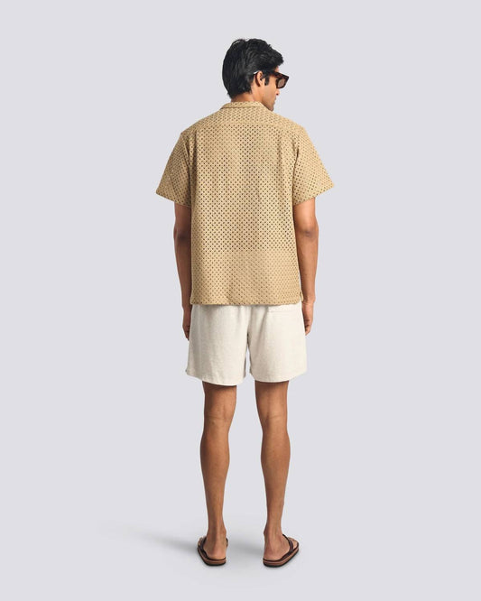 Bather Men's Beach Mesh Traveler Shirt in Natural - view 2
