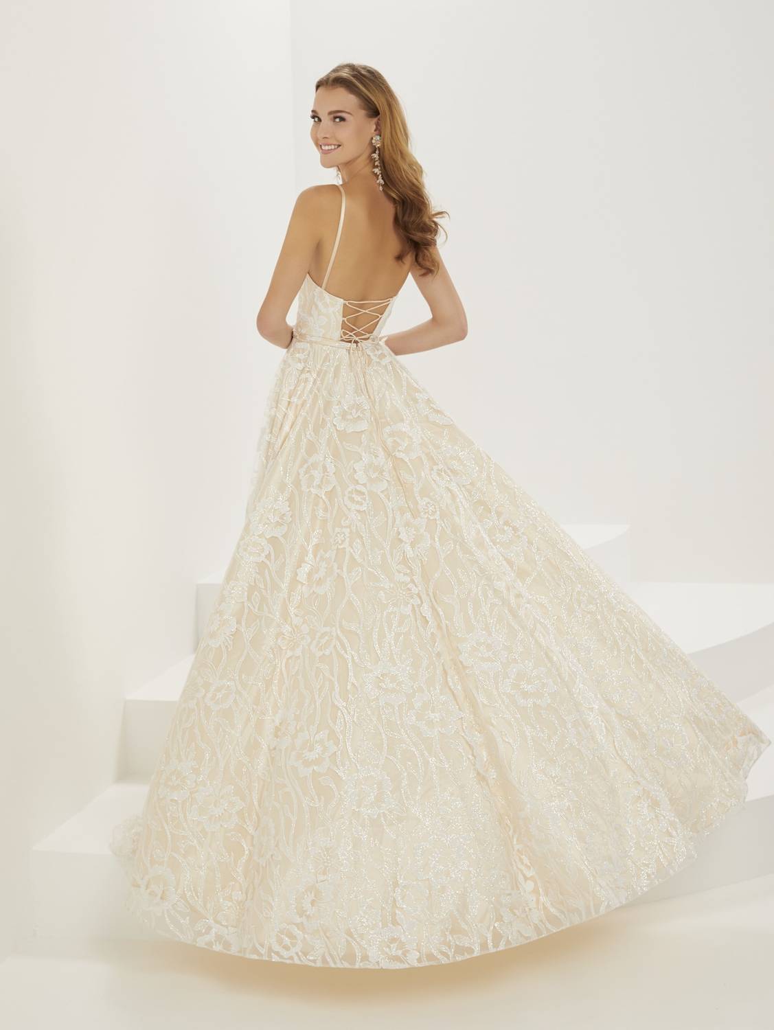 Floral Glitter Tulle A-line Gown
