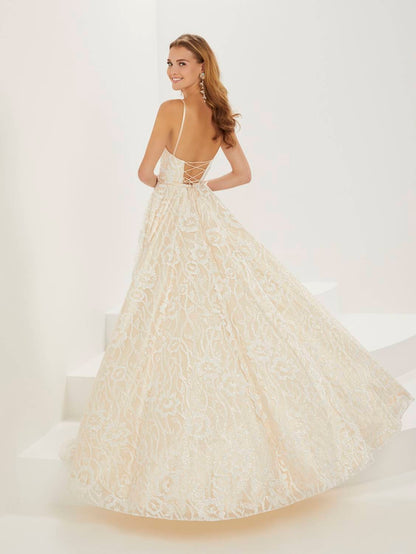 Floral Glitter Tulle A-line Gown