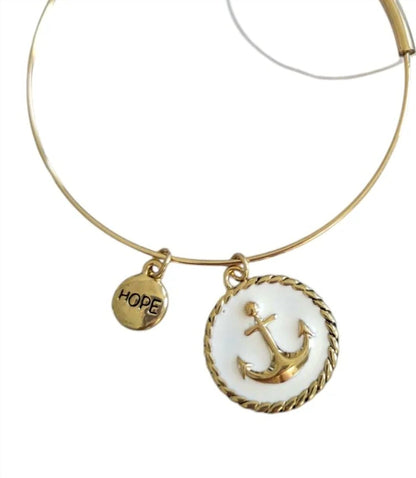 Women's Adjustable Nautical Anchor Bangle Bracelet