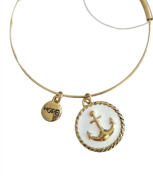 Women's Adjustable Nautical Anchor Bangle Bracelet