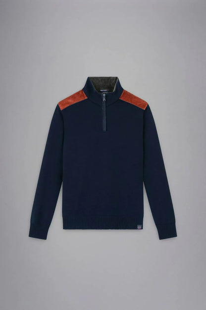 Paul & Shark - Men's Wool Zip Sweater With Corduroy Details - Rack Hunt
