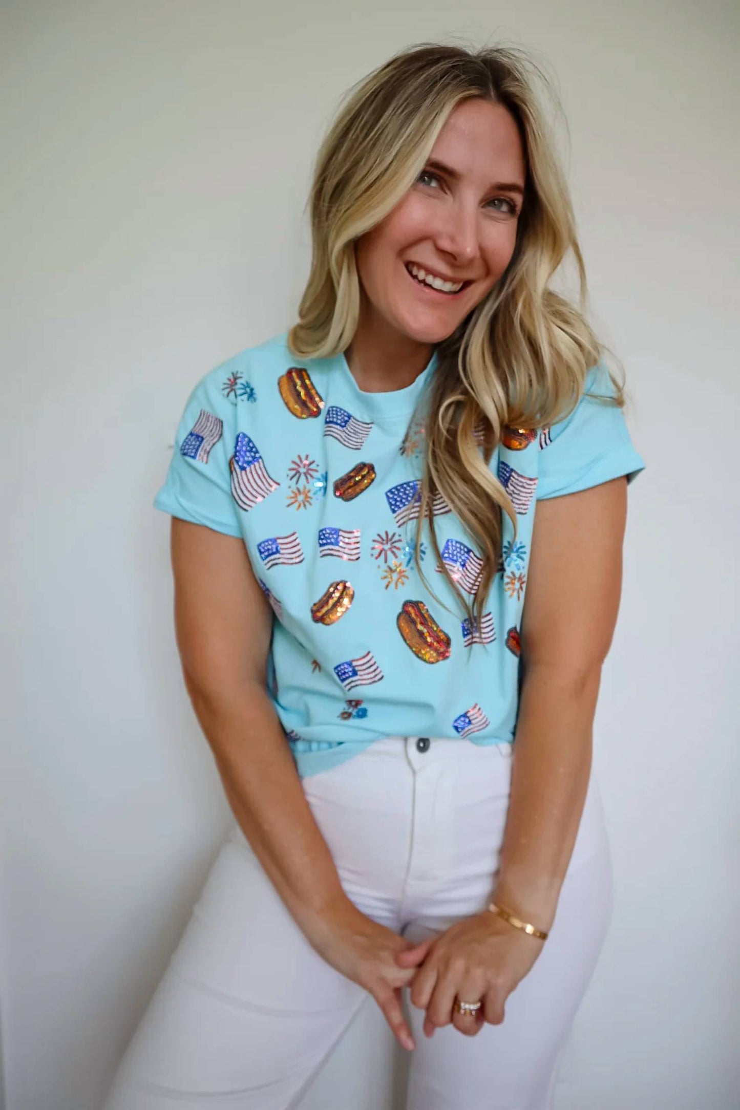 July 4th Sequin Flag & Bbq Tee