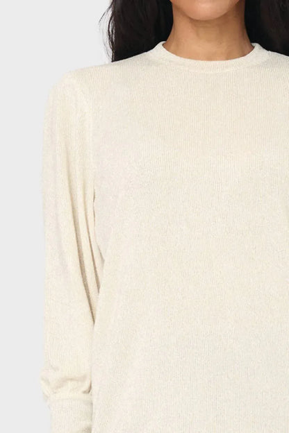 Gibsonlook - Long Puff Sleeve Crew Neck Lurex Knit Top - Rack Hunt