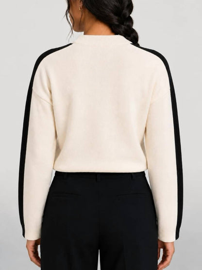 Colorblock Mock Neck Sweater