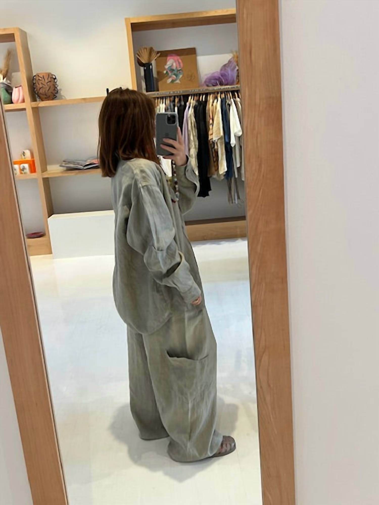 Luna Del Pinal - Llama Fruit Hemp With Pericon Flower Cargo Shirt - Rack Hunt -