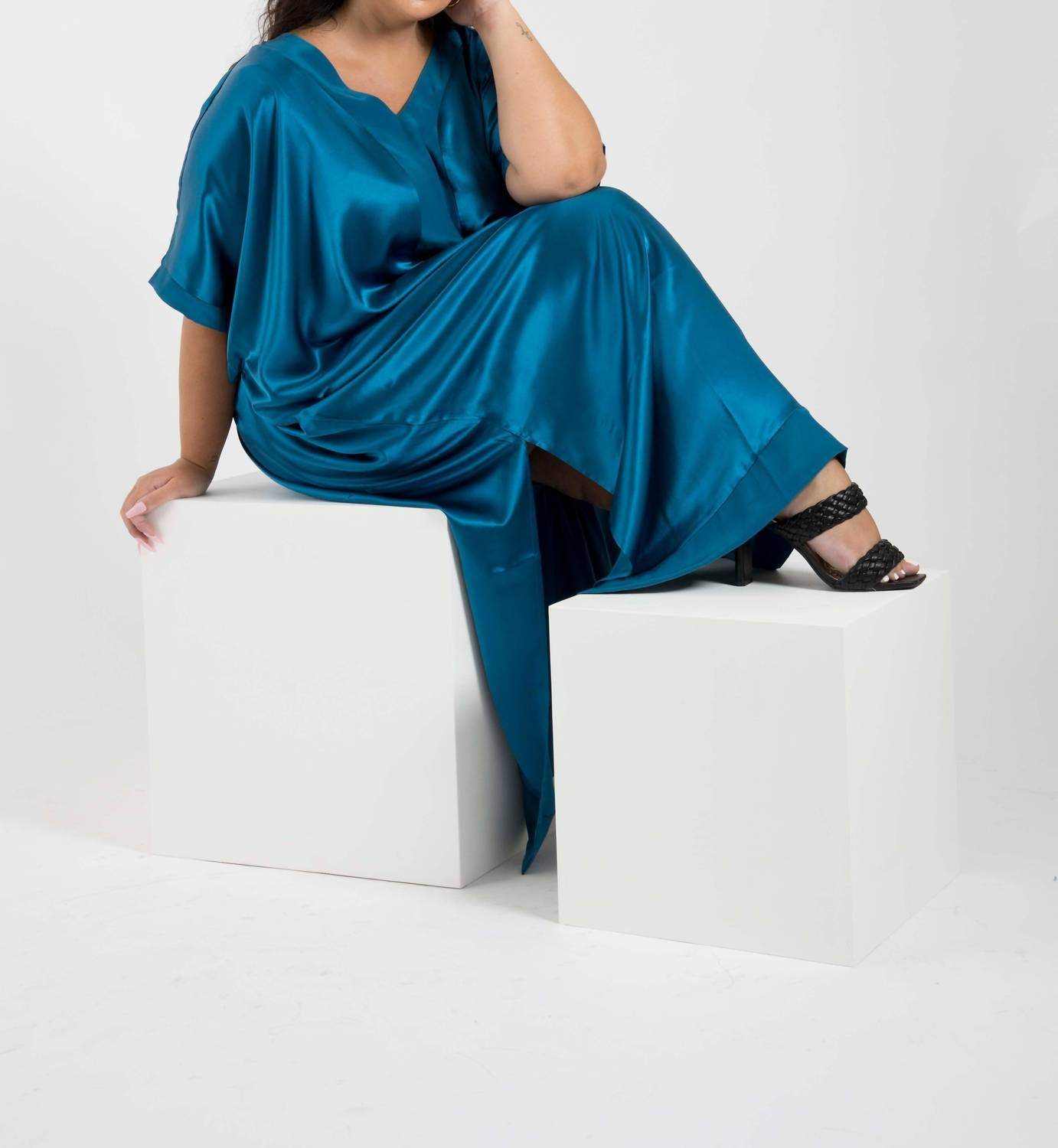 Sante Grace - Muse Italian Silk Charmeuse Caftan Dress - Rack Hunt