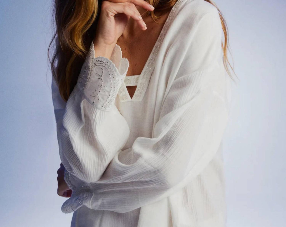 Embroidered Long Sleeve Blouse