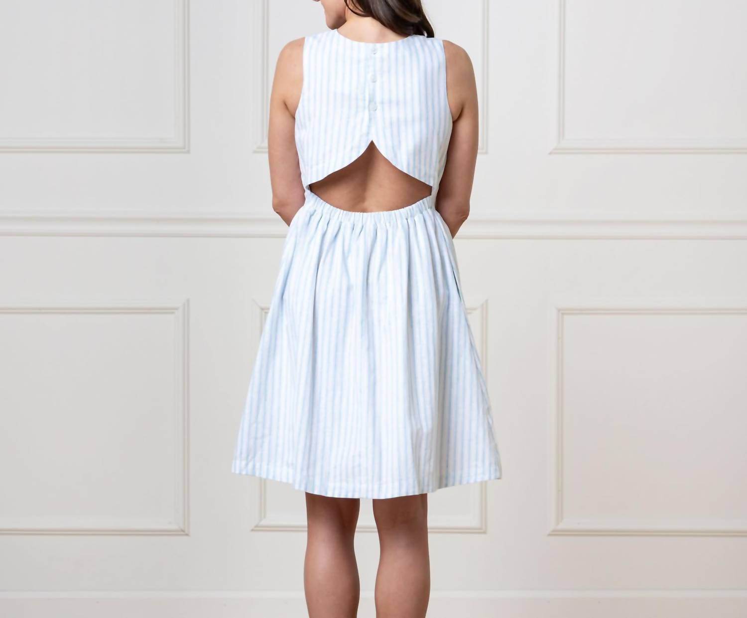 Hope & Henry - Open Back Organic Cotton & Linen Sundress - Rack Hunt -