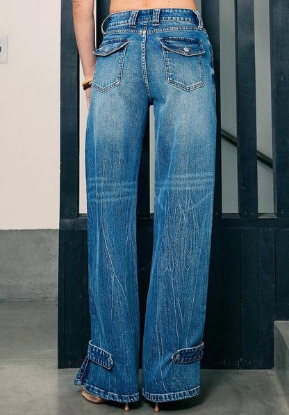 Paulina Palazzo Style Wide Leg Jeans