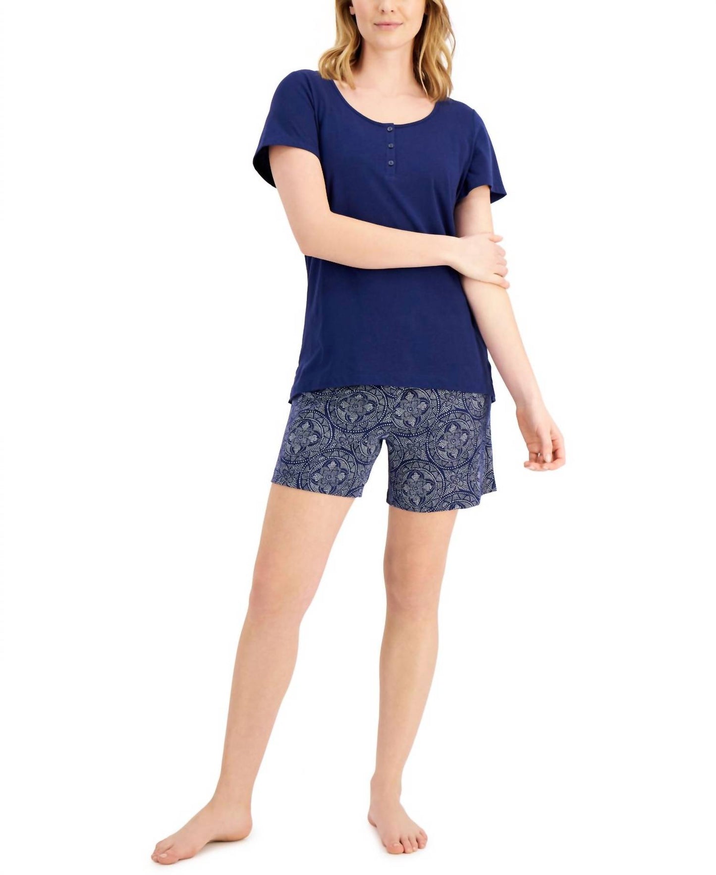 Sleepwear Cotton Henley & Shorts Pajama Set