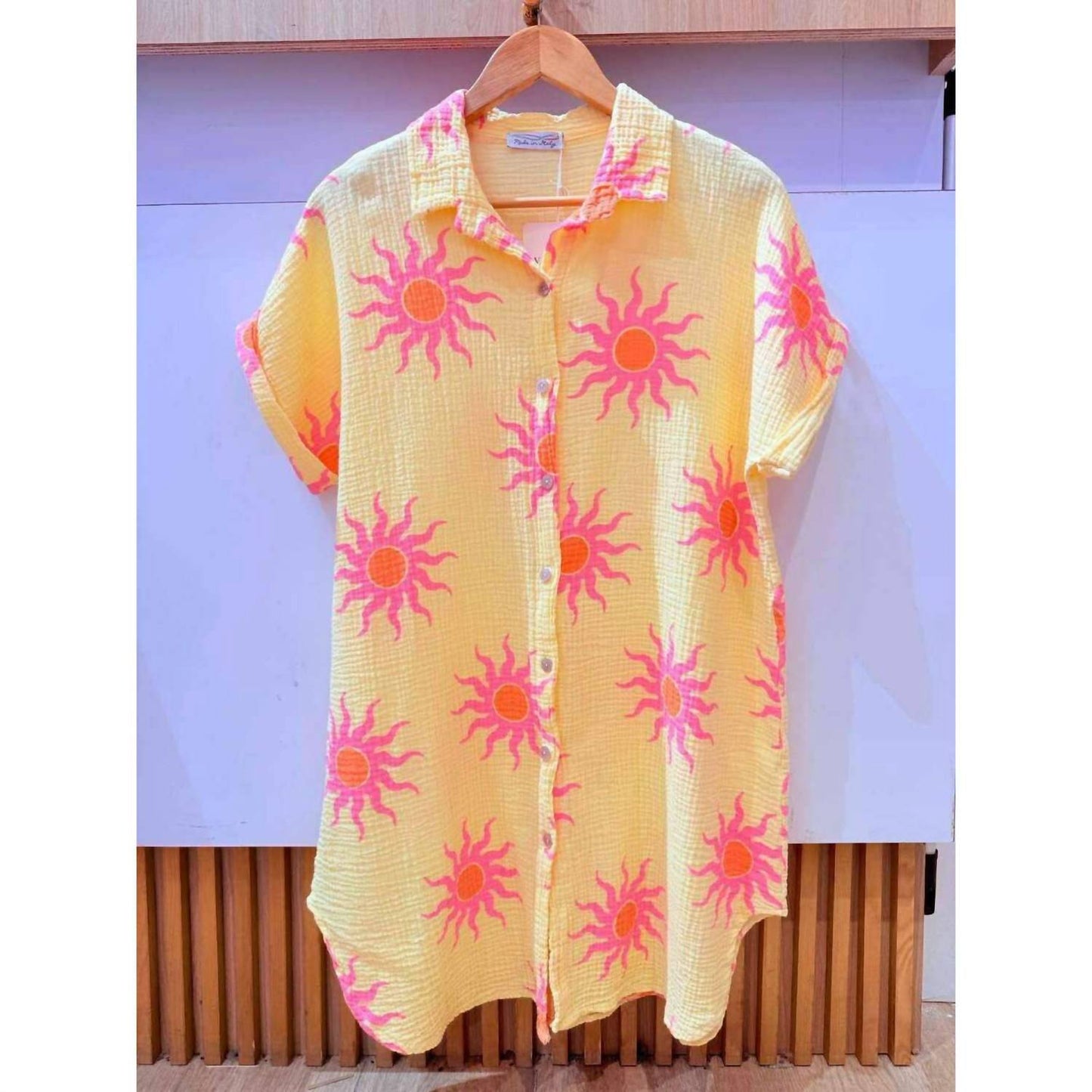 Women's Cotton Sun Print Shirt Dress
