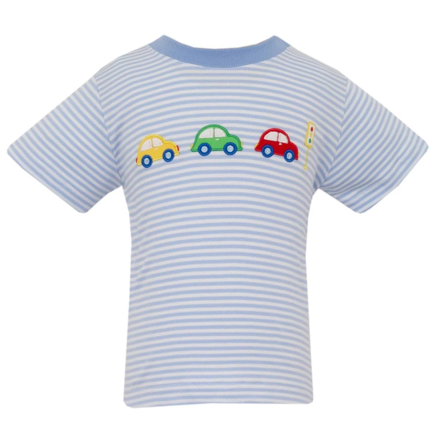 Boy's Stripe Knit Cars Applique Short Sleeve Tee