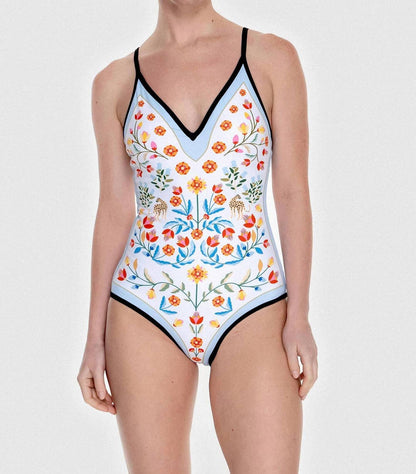 Night Imagination Reversible V-neck One-piece Swimsuit