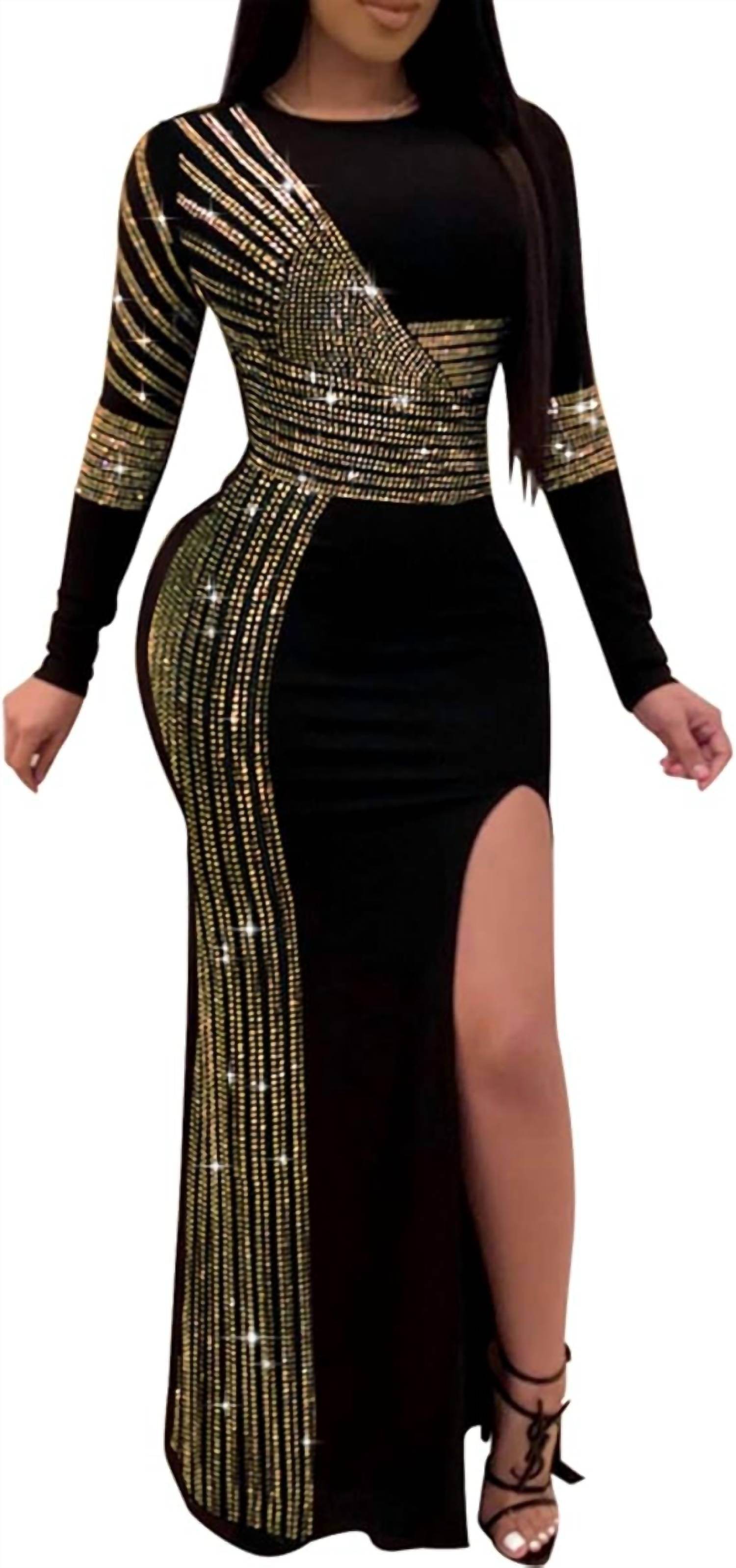 GAJE - Lita Heat Stone High Slit Formal Evening Dress - Rack Hunt